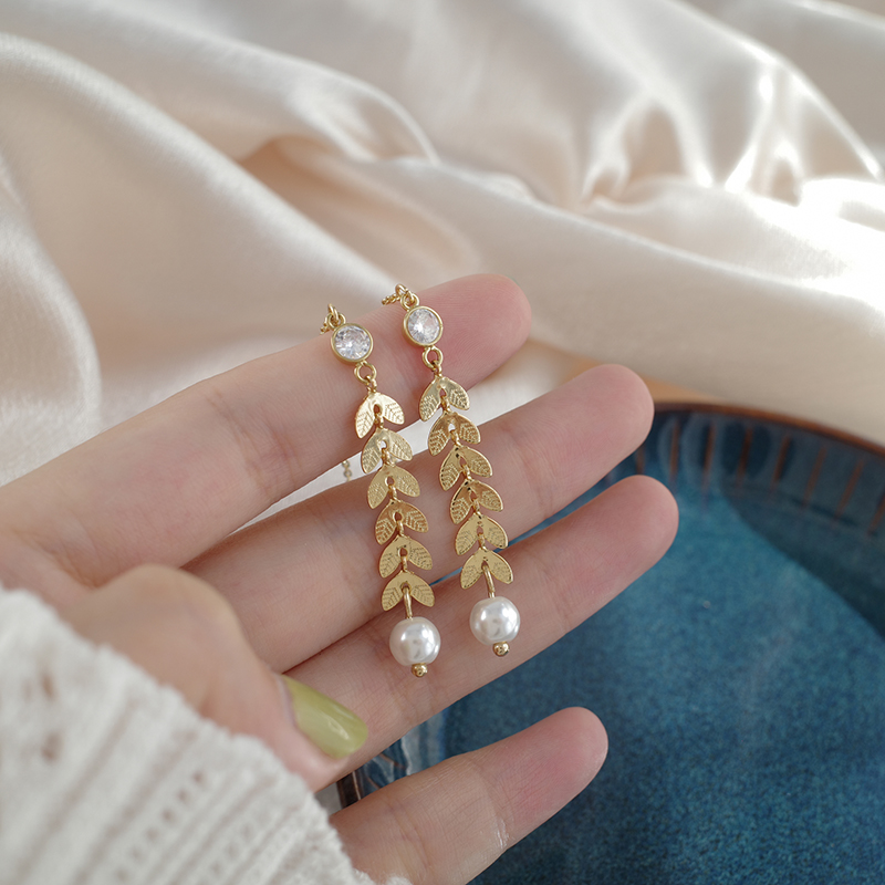 Миллидион, прямая цена с завода, простая Очаровательная Длинная цепочка, позолоченные серьги с жемчугом, проволока для девочек