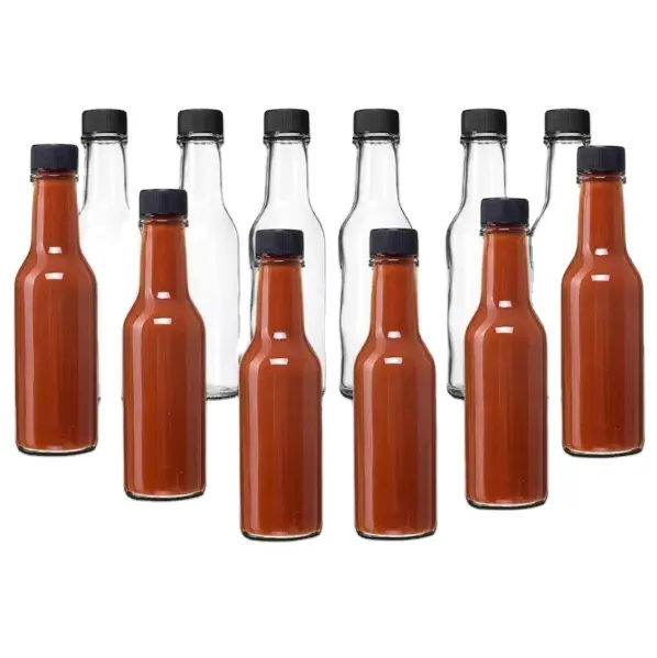 Botellas vacías para salsa de pimienta, botellas de vidrio para salsa caliente, 250ml, 9oz