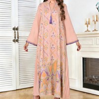 Robe musulmane de luxe brodée pour femmes, avec paillettes et franges, Abaya Dubaï, Kaftan turc, Jalabiya, robe de soirée