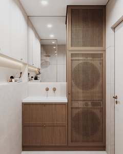 <span class=keywords><strong>Nogal</strong></span> Durable Panel de madera contrachapada de almacenamiento moderno Simple viento gabinete de <span class=keywords><strong>baño</strong></span> de lujo para Hotel Hospital familia cocina gimnasio Villa uso - Product Image 3