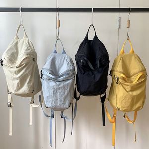 Sac à dos coréen léger en nylon, avec ruban jaune, bandoulière, pour femme, grande capacité, sac d'école tendance pour étudiante - Product Image 2
