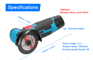 Mini amoladora industrial inalámbrica sin escobillas <span class=keywords><strong>de</strong></span> 12V, cortador <span class=keywords><strong>de</strong></span> ángulo <span class=keywords><strong>de</strong></span> grado DIY, máquina pulidora, herramienta eléctrica <span class=keywords><strong>de</strong></span> corte <span class=keywords><strong>de</strong></span> diamante, interruptor deslizante - Product Image 6