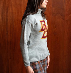 Women's Classic Warm Varsity Knitwear Jumper Long Sleeve Turtleneck College Pullover <b>Top</b> Winter Silk Sweater Custom Logo - Product Image 3