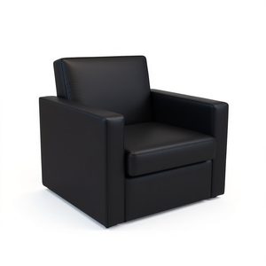 Fauteuil Cube en similicuir noir, chaise de salon moderne et minimaliste, meubles de maison durables - Product Image 1