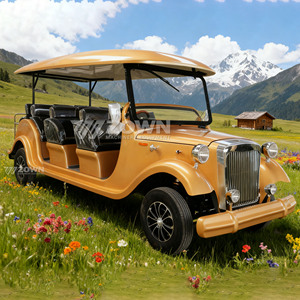 Voiture électrique de tourisme vintage dorée homologuée CE, 8 places, pour complexe hôtelier, parc de montagne, mariage - Product Image 2