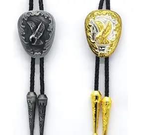 <strong>Unique</strong> Personality Animal Neckline <strong>Jewelry</strong> Vintage Eagle Bull Ox Western Cowboy Bolo Ties Necklace Leather Necktie for Men Boys - Product Image 1