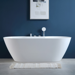 Bathroom Bathtub Solid <b>White</b> Round Acrylic Stacked Bathtub With Stainless Steel <b>Bracket</b> and Drainer - Product Image 1