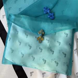 Wholesale Logo Printed Personalized Chinese <b>Frog</b> Button Blue Organza Sheer Envelope <b>Bag</b> for Clothes Gift Silk Scarf Packaging - Product Image 5