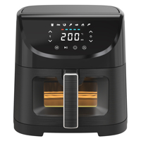 Nouvelle Friteuse à Air Intelligente 6L avec Éléments Chauffants Doubles Haut et Bas, Friteuse à Air Numérique avec Fenêtre Visuelle, Multicuiseur Professionnel
