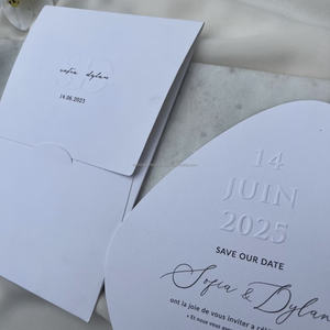 Cartes d'invitation de mariage personnalisées en relief 3D, surdimensionnées, en papier coton, design personnalisé, impression typographique - Product Image 3