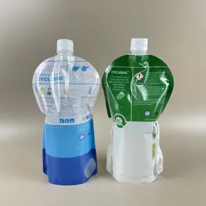 Round Bottle Shape 1L Detergent Liquid Pouch Bag Spout Pouch With Middle Spout