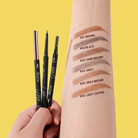 Crayon à sourcils ultra-mince personnalisé 6 couleurs de marque privée Rotation à double tête Crayon à sourcils imperméable et non amovible
