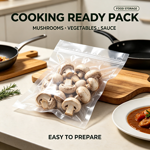 Sacs sous vide en plastique de qualité alimentaire, transparents, thermoscellables, pour le stockage de champignons, légumes et sauces - Product Image 1