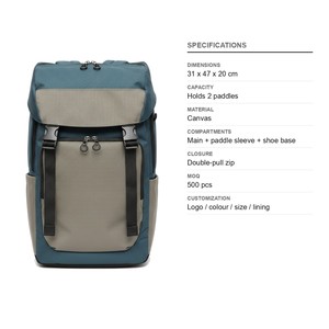 Sac à dos en toile pour raquettes de pickleball, tennis et padel, capacité 2 raquettes, logo personnalisé, vente en gros, fermeture éclair, sport décontracté - Product Image 6