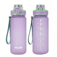 Bouteille d'eau de sport classique durable et réutilisable de 650 ml, sans BPA, en Tritan, avec couvercle, écologique et compatible lave-vaisselle, pour le sport et les activités de plein air