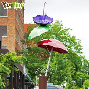 Nieuwe Ontwerp Roestvrij Staal Paraplu Sculptuur Voor Outdoor Tuin