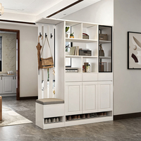 Meuble à chaussures en bois sur mesure pour entrée, armoire de couloir, console de hall d'entrée, banc de buanderie avec crochets à manteaux sans poignées