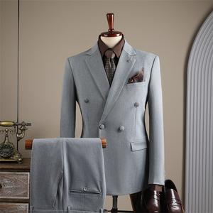 <span class=keywords><strong>Abito</strong></span> da <span class=keywords><strong>uomo</strong></span> professionale 2025 per matrimonio, <span class=keywords><strong>abito</strong></span> da sposo, casual elegante, doppiopetto, scollo a V, vestibilità slim, cerniera piatta, anti-restringimento - Product Image 1