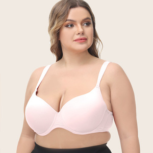 Ropa interior de diseño OEM, sujetador rosa con aros, Sujetador <span class=keywords><strong>push</strong></span> <span class=keywords><strong>up</strong></span> acolchado para mujer, <span class=keywords><strong>sujetadores</strong></span> elegantes de talla grande para mujeres grandes - Product Image 1