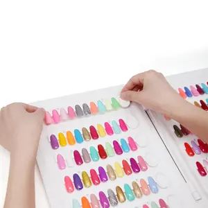 Cartão de plástico para arte de unhas, colorido, esmalte em gel, 120 cores, gráfico colorido, mostrador de unhas
