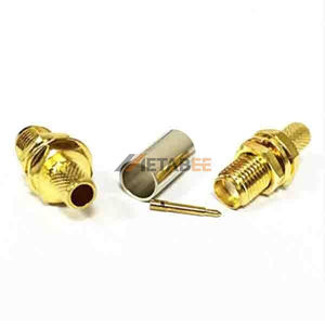 Conector hembra RP de mamparo frontal recto chapado en oro de 50 ohmios para cable RG316 - Product Image 2
