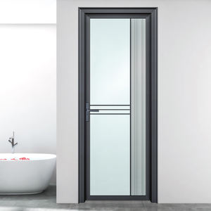 דלת חביות מחיצה פנים מודרנית דלת חדר אמבטיה גינה-מסגרת אלומיניום זכוכית צלולה 5 + שנה - Product Image 2