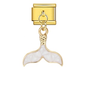 Breloques pendantes sirène multicolores en forme de queue de sirène, coquille Saint-Jacques et perle pour bracelet en acier inoxydable doré ou argenté - Product Image 5