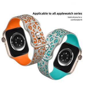 Correa de Reloj Deportiva de Silicona con Grabado de Leopardo en Dos Tonos y Logotipo OEM <span class=keywords><strong>para</strong></span> <span class=keywords><strong>Apple</strong></span> <span class=keywords><strong>Watch</strong></span>, Resistente al Agua, 38/40/41/42/44/45/46/49mm - Product Image 5