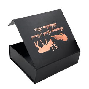 Custom squisito di lusso <span class=keywords><strong>oro</strong></span> rosa caldo timbratura scarpe di cartone scatola di carta nera chiusura magnetica scatola regalo con inserto - Product Image 1