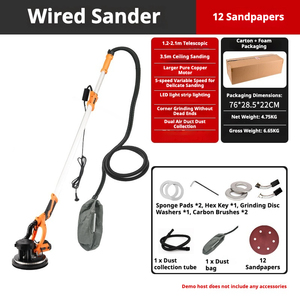 Lijadora Eléctrica de Velocidad Variable de Alta Calidad para Paneles de Yeso con Aspiradora, Incluye 50 Hojas de Papel de Lija - Product Image 2
