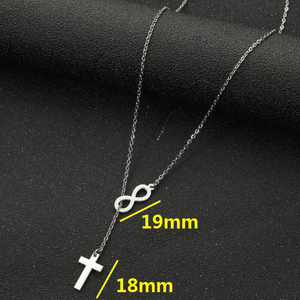 Breloque en acier inoxydable plaqué or 18K, pendentif croix Infinity, collier, bijoux tendance pour femmes et dames - Product Image 6