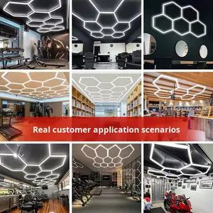 110伏现代六角蜂窝发光二极管吸顶灯美容塑料车身车库工作站洗车店中山照明 - Product Image 4