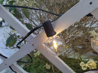 Lampu String LED Globe Patio 25ft 50ft OEM ODM IP44 Tahan Air Fleksibel Vintage Putih Hangat Soket E12 Bohlam G40 Dapat Diredupkan