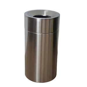 Bidone della spazzatura in metallo aperto superiore a imbuto in acciaio inossidabile per uso interno ed esterno secchio di stoccaggio - Product Image 1