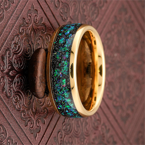 Pareja moda grabado personalizado galaxia ópalo oro tungsteno anillos para hombres mujeres boda banda compromiso <span class=keywords><strong>promesa</strong></span> regalo - Product Image 3
