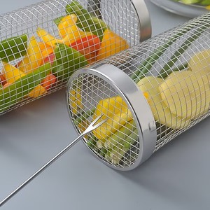 Rejilla Portátil de Acero Inoxidable para Barbacoa con Mango de Madera y Gancho, Ideal para Picnic y Camping al Aire Libre - Diseño de Mango Largo Fácil de Limpiar <span class=keywords><strong>SiXi</strong></span> - Product Image 5