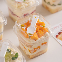 Boîte à emporter carrée transparente pour gâteau à la crème, mousse mille-feuilles, épaisseur 5 mm, emballage jetable pour gâteau, estampage alimentaire