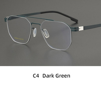 Gafas Ópticas de Titanio Hechas a Mano de Alta Calidad, Estilo Ejecutivo Vintage, Doble Puente, para Miopía, con Protección Anti-Luz Azul