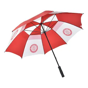Großhandel übergroßer winddichter Golf-Regenschirm doppelter Vordach manuelle Kontrolle Erwachsene Ponge-Material Golf-Regenschirm