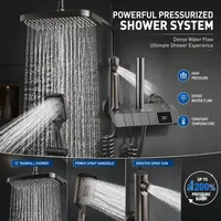Système de douche thermostatique de luxe en aluminium chromé avec touches de piano, pommeau de douche mural massant et douchette à main pour salle de bain d'hôtel