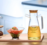 Pot minyak kaca borosilikat tinggi dengan pegangan botol botol minyak dapur