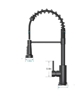Robinet de cuisine monocommande noir avec douchette extractible à ressort - Product Image 2
