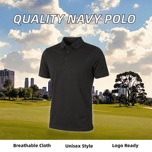 Chemise décontractée marine de haute qualité, colorée, unisexe, respirante, à manches courtes, col à revers, personnalisable ODM, pour le golf, 100 % polyester - Product Image 2