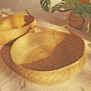 Straw Rope Woven Cat Bed Round Breathable Cooling Detachable Washable Pet Bed For Cat Summer Use - Product Image 2
