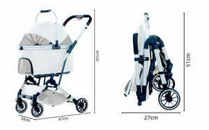 Poussette pliable JXB à 4 roues pour chiens et chats avec frein, design en maille, roues tout-terrain - Voyage sans tracas - Product Image 2