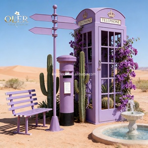 Cabina Telefonica Londinese <span class=keywords><strong>Rosa</strong></span> Rossa OEM RTS, Supporto in Metallo per Decorazioni di Compleanni, Matrimoni e Sfondo Fotografico - Product Image 3