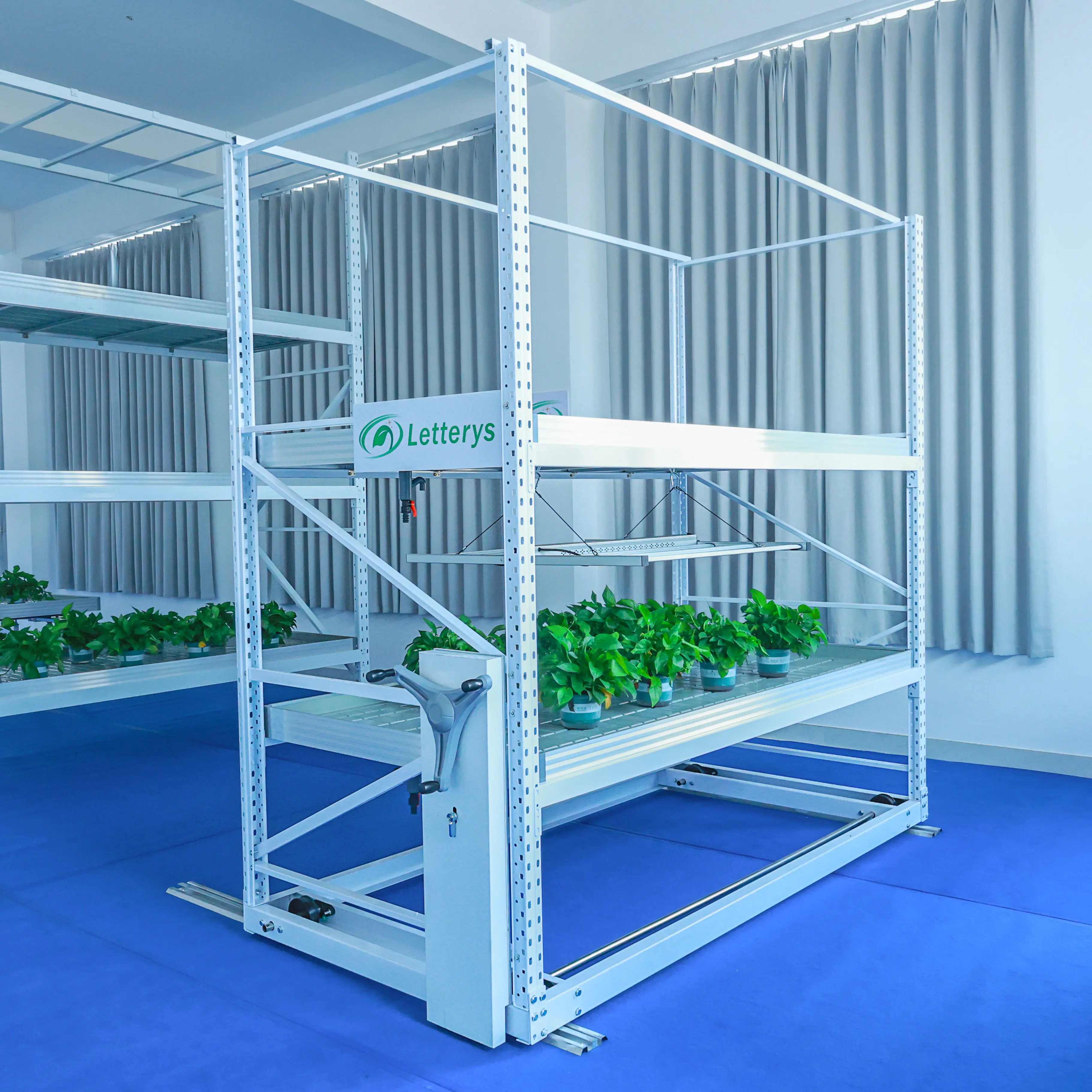 greenhouse indoor seedbed hydroponic mobile commercial ebb flow table growing tray vertical grow rack rolling benches grow table