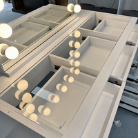 Coiffeuse OEM avec miroir LED, tiroirs de rangement et plateau en verre – Table de maquillage personnalisée en gros pour fournisseurs