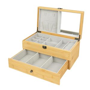 Estuche de Almacenamiento de Joyas de Bambú de Doble Capa, Estuche de Joyas de Alta Calidad con Espejo de Alta Definición, Venta al por Mayor de Estuches de Joyas - Product Image 3