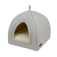 Tente pour chat en fausse fourrure, igloo durable, coussin pour chat, lavable avec fermeture éclair, lits igloo pour chat